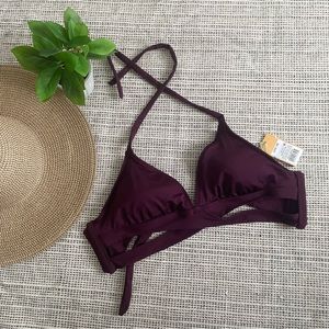 Kona Sol Women's faux wrap bikini top Large  NEW purple